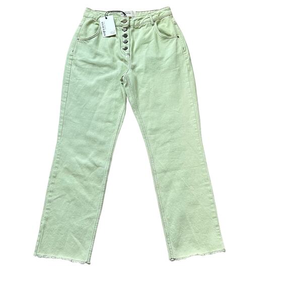 TED BAKER Mint Light Green Zahhra Denim Jeans Button Fly 30 High Rise Straight - Picture 1 of 7
